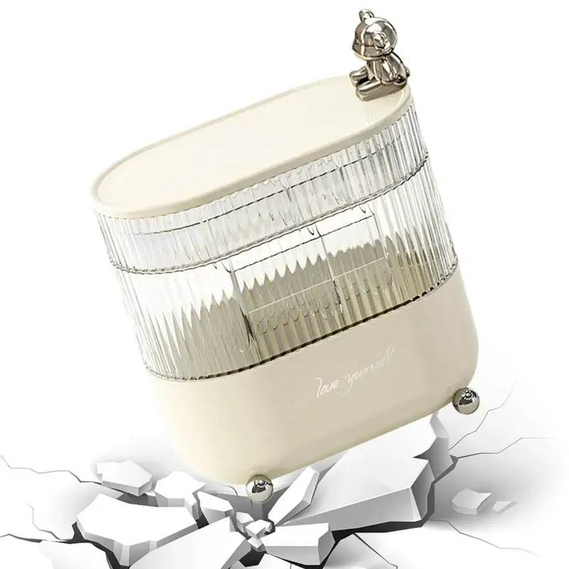 

360 Rotating Makeup Brushes Holder Desktop Makeup Brush Storage Bucket With Lid Luxury Cosmetic Organizer Eyebrow Pencil Box