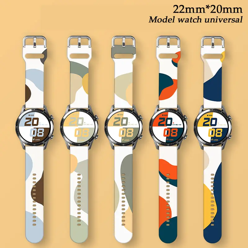 Ремешок силиконовый для Samsung Galaxy Watch Active 2 3 45 мм 42 Gear S3 Morandi цветной браслет Amazfit Bip 20