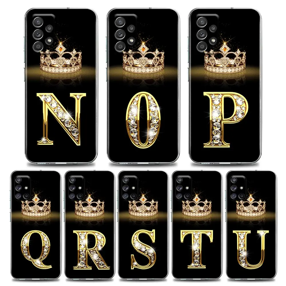 

Fashion Diamond Crown Letter N-Z Clear Phone Case for Samsung A01 A02 A11 A12 A21 A31 A41 A32 A51 A71 A42 A52 A72 Soft Silicone