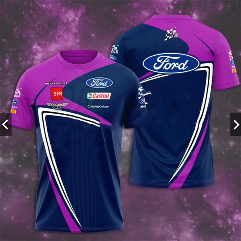 

2023 WRC Rally Ford Car Fan Men's Short Sleeve T-shirt Breathable Stylish Outdoors Sports O Neck Men's Casual Summer Top