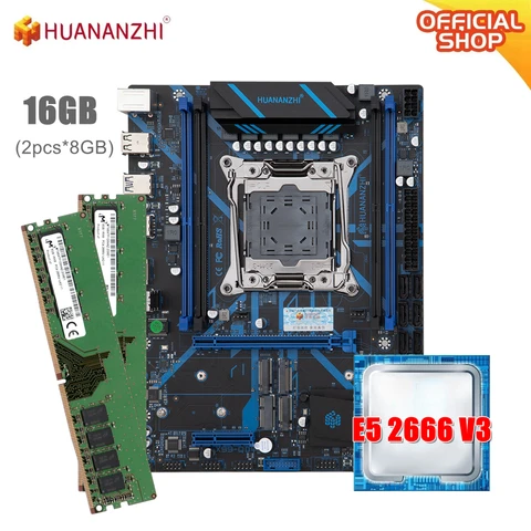 Комплект материнской платы HUANANZHI QD4 xeon x99 E5 2666 V3 16 Гб (2*8 ГБ) DDR4 RECC память NVME NGFF SATA USB 3,0