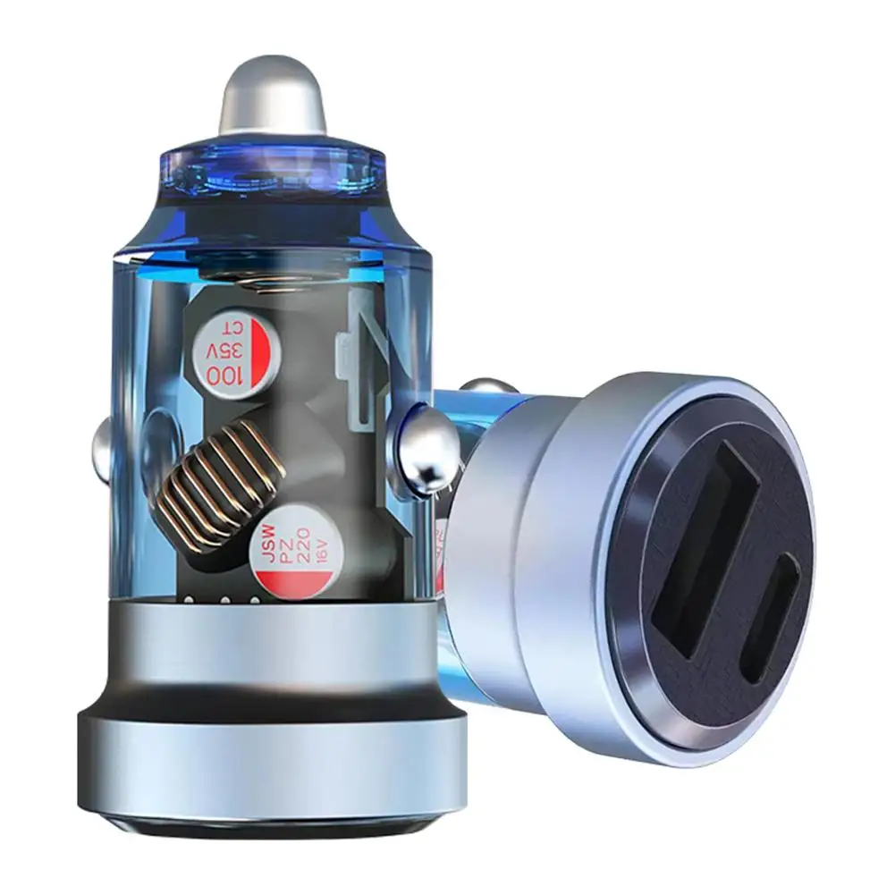 

Car Charging Plug 30w Dc12-24v Usb Type-c Car Fast Charging Adapter Compatible For Mobile Phones Tablet Drive Recorders