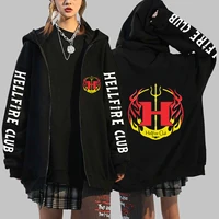 hot hellfire club stranger things season 4 zip up hoodies printed sweatshirt harajuku jacket coat clothes hoody male oversized
