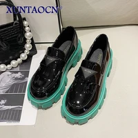 womens shoes 2022 spring and autumn british style punk platform shoes slip on loafers fashion small leather shoes women