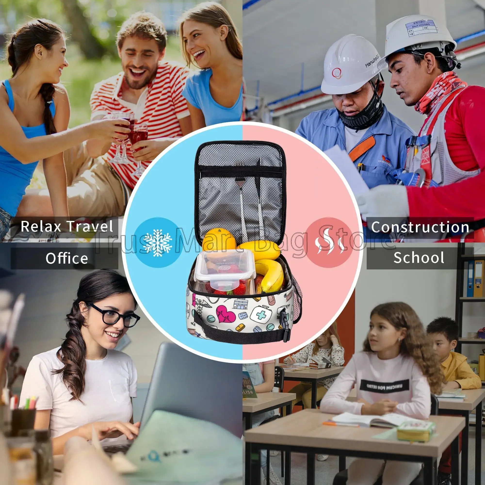 Изолированная сумка для обеда на медицинскую тематику медсестры