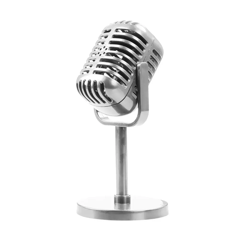 

3pcs/set Classic Retro Simulation Mic Dynamic Vocal Microphone Vintage Style Mic Universal Stand For Karaoke Studio Recording