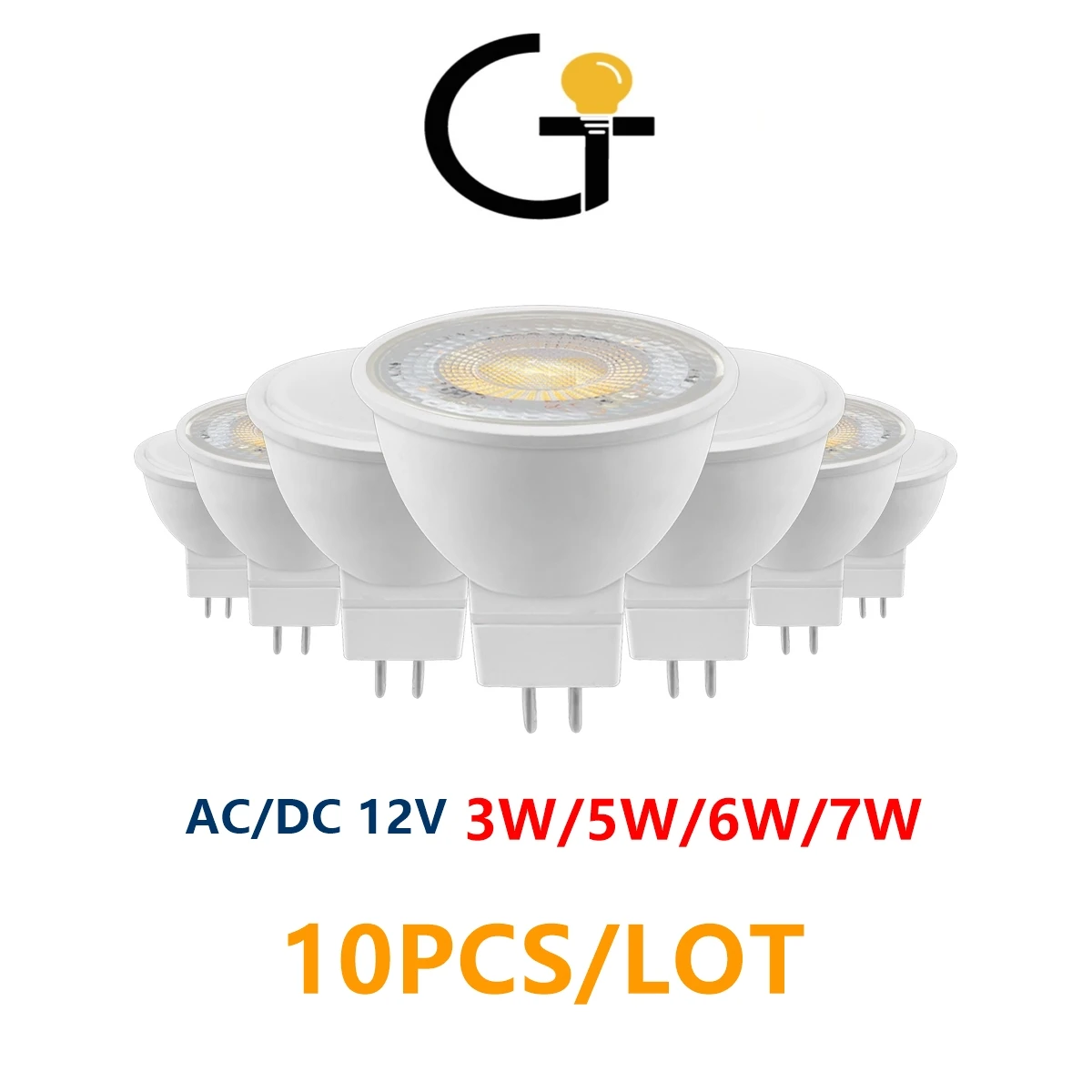 

Светодиодный точечный светильник MR16 GU5.3, 12 В переменного/постоянного тока, 3-7 Вт, сверхъяркий, теплый белый свет, Трековый светильник может з...