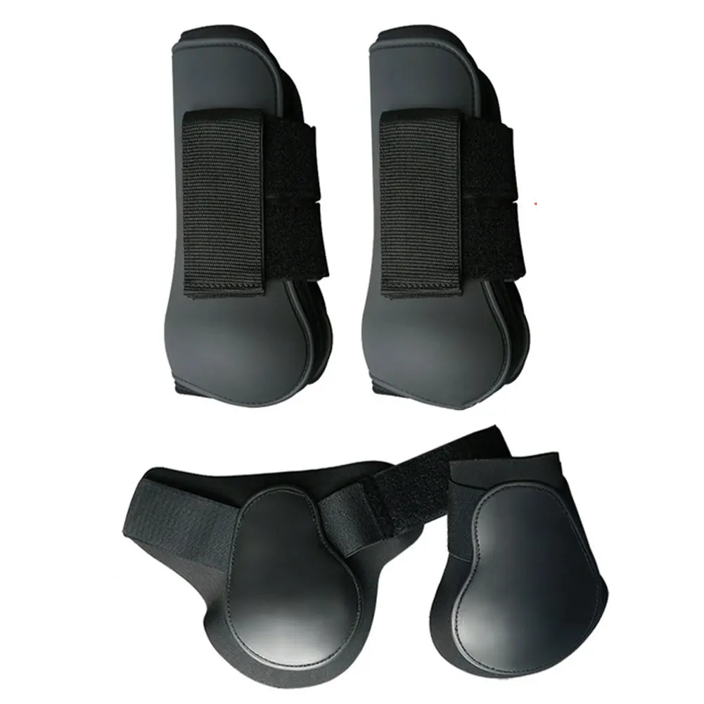 

Ботинки нога лошади из ПУ кожи с защитой от царапин, Уличное оборудование для верховой езды с регулируемым ремешком, 4 шт.