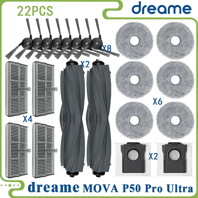 

Подходит для (Dreame X40 Ultra / L40 Ultra, MOVA P50 Pro Ultra /P10 Pro Ultra) Основный валик Tricut Щетка Фильтр Швабра Тканевый мешок для пыли