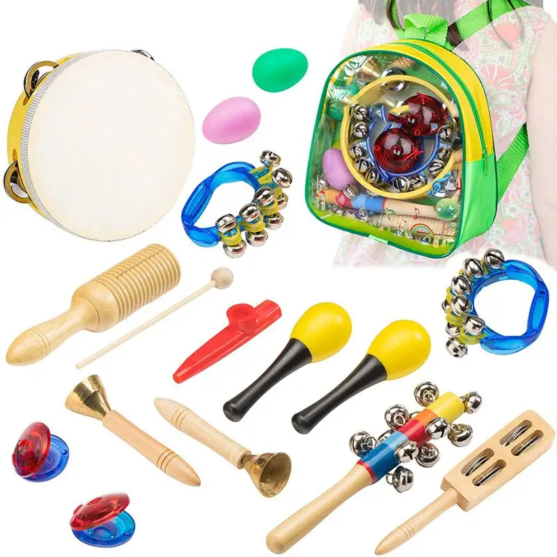 

Musical Instrument Toys For Kids - 15 Pcs Percussion Set For Toddlers Preschool Educational Learning Musical Toys Including Tamb