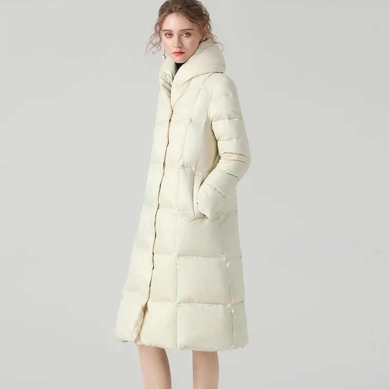 Women Down Jacket Winter New Thickened Fashion Long European American High-end Ladies Coat Outwear