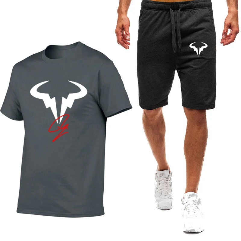 

Rafael Nadal 2022 Men Tennis Player New 2 Pieces Sets Short Sleeve Sportswear Fitness Summer Print Short T shirts Suit Clothing