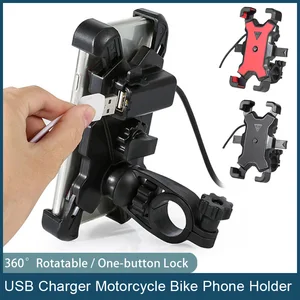 Motorcycle Mobile Phone Support Handlebar USB Charger Bracket GPS Bicycle Stand Bike Cellphone Holde