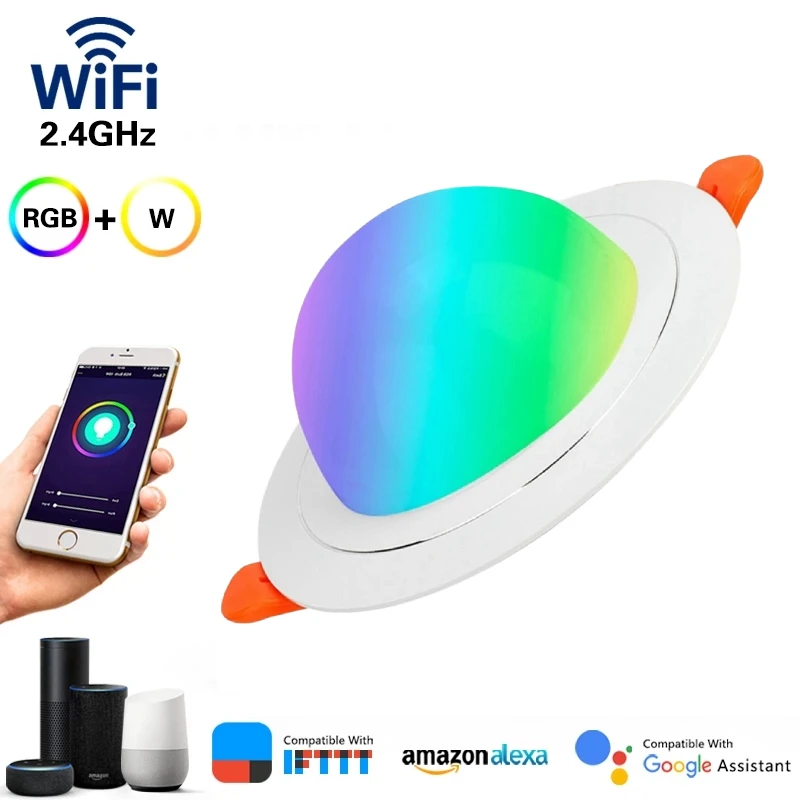 

Voice Control Wifi Led Lamp Remote Control Ac85-265v Tuya Smart Light Timing Smart Led Downlight Rgbw Smart Home