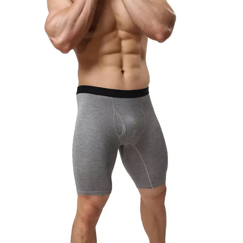 New  Men Boxer Long Boxer Men Underwear Sexy Cotton Boxer Shorts Mens Long Leg Boxers Underpants Sexy Pouch Panties