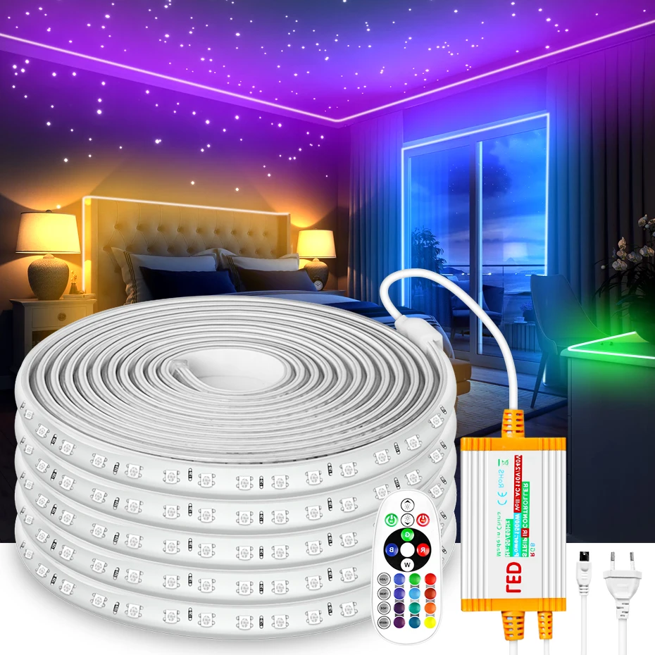 

Ultra Bright LED Strip Light 220V SMD 5050 RGB Tape IP67 Waterproof Flexible Ribbon Diode Dimmable For Home Lighting Decoration