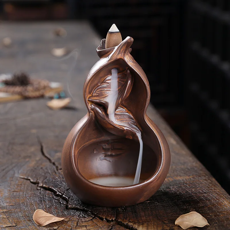 

Ceramic Backflow Incense Burner Sandalwood Agilawood Creative Gourd Waterfall Smoke Aromatherapy Furnace Home Ornament