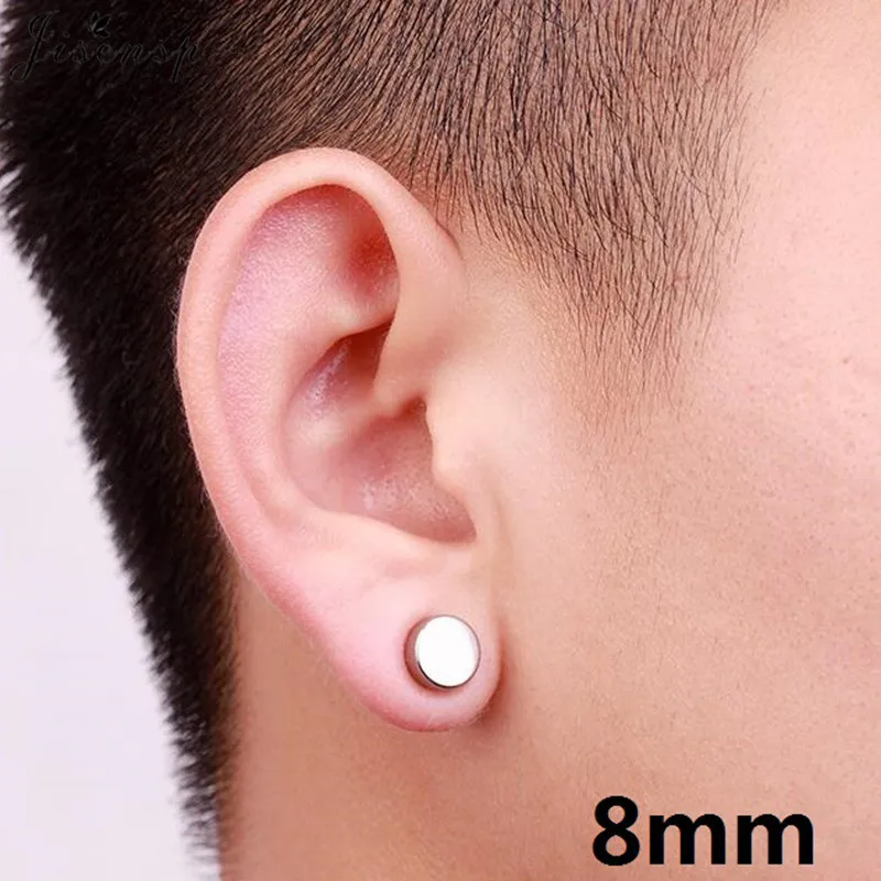 Gothic Punk Mens Strong Magnet Magnetic Earrings Stainless Steel Non Piercing Ear Studs Fake Earring for Boyfriend Lover Jewelry images - 6