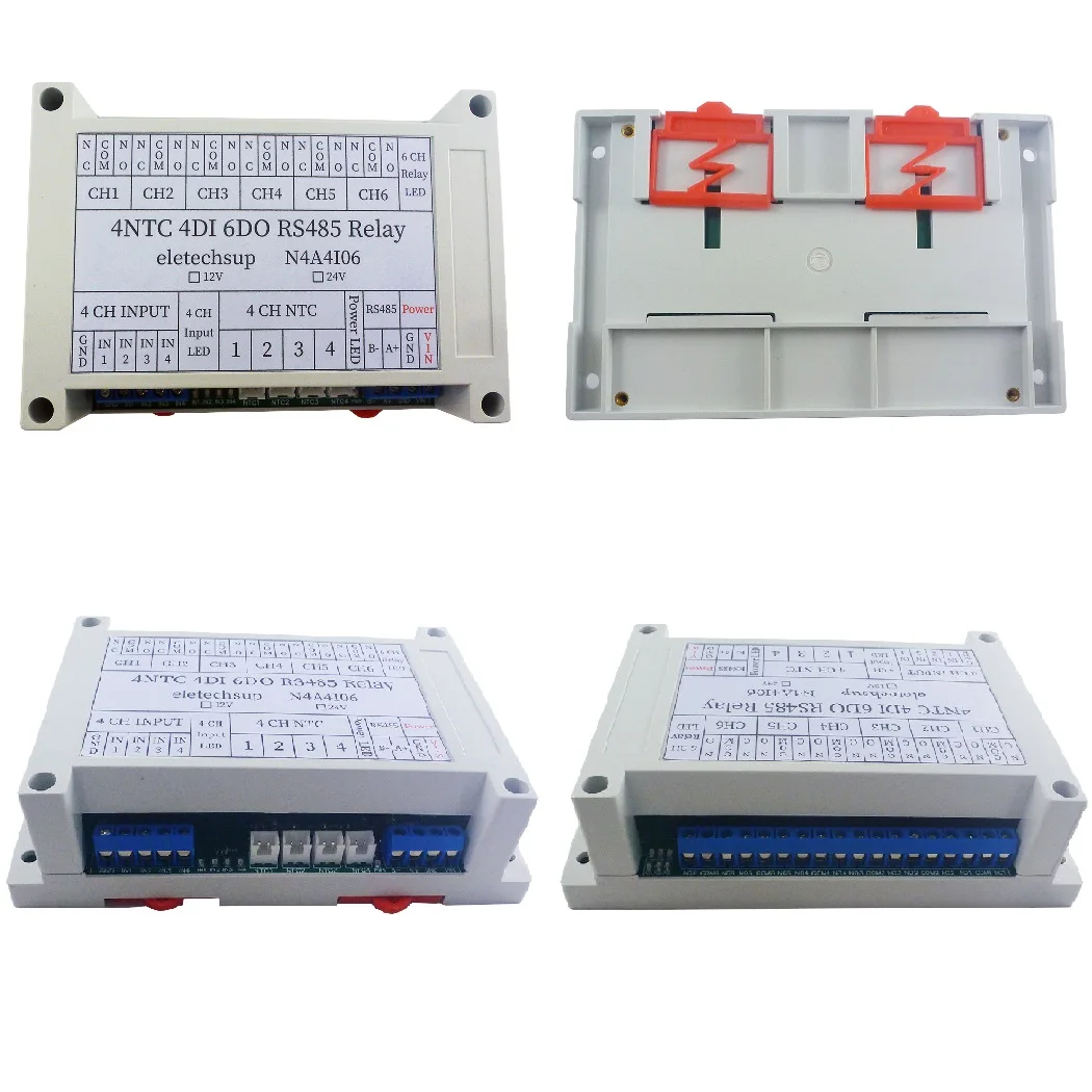 4AI-4DI-6DO Modbus RTU ПЛК 14-канальный многофункциональный сетевой шины RS485 NTC