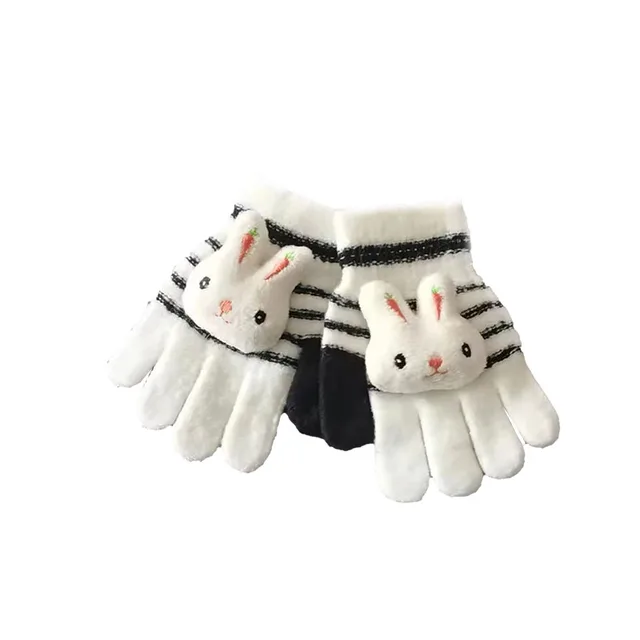 Winter Gloves Kids Warm Cartoon Bear Rabbit Thick Knitted Gloves Half Full Finger Toddler Infant Girl Boy Child Glove 2-8Y 유아장갑 6