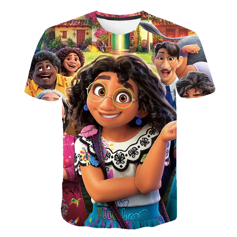 

Disney Encanto T-shirt Mirabel Cosplay Princess Dresses Baby Girls Short Sleeve Cartoon Clothing Children Party Birthday Outfits