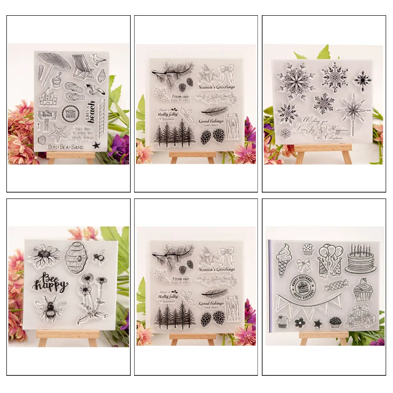

Vintage Bee Butterfly Flower Set Silicone Stamps Handmade Transparent Stamps DIY Album Diary Handbook Decoration Material Tools