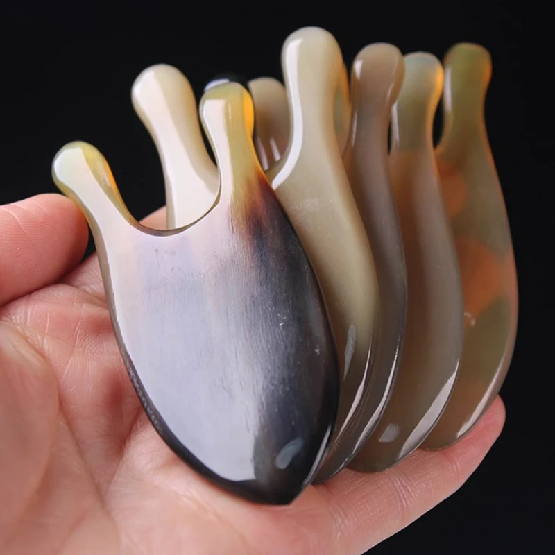 

1Pc Natural Horn Scraping Board Nose Trigger Guasha Tool Eye Meridian Massager Facial Beauty Health Scraper Tendon Pulling Stick