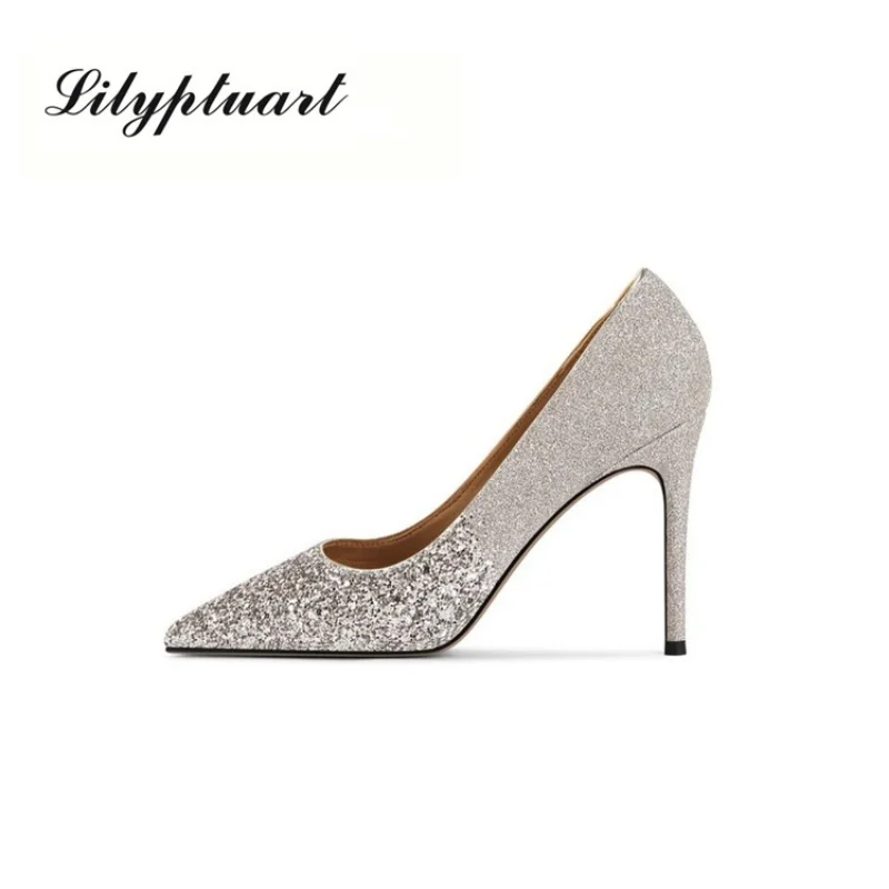 

2023 European and American New Brand Spring and Summer Fashion Sexy High Heel Sequins Banquet Women's Wedding Shoes