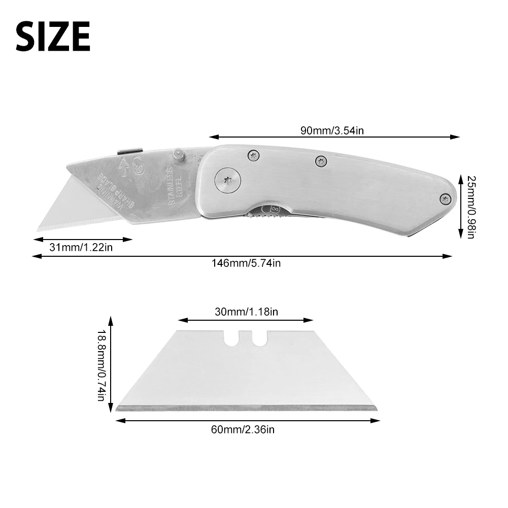 

Blade Hook Cutter 11pcs Set 152*23mm Cutter Size 60*30*18mm Blade Size High Quality Sivler Stainless Steel Brand New