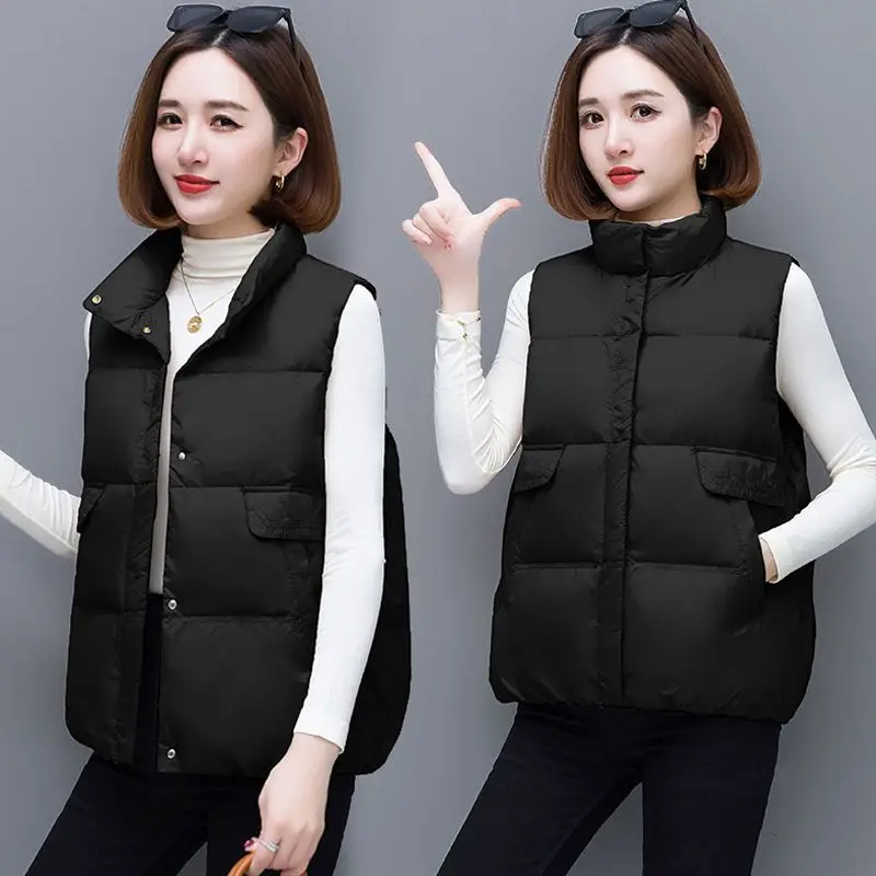 Новинка 2024 года осенне-зимний жилет из белого утиного пуха и хлопка модная теплая