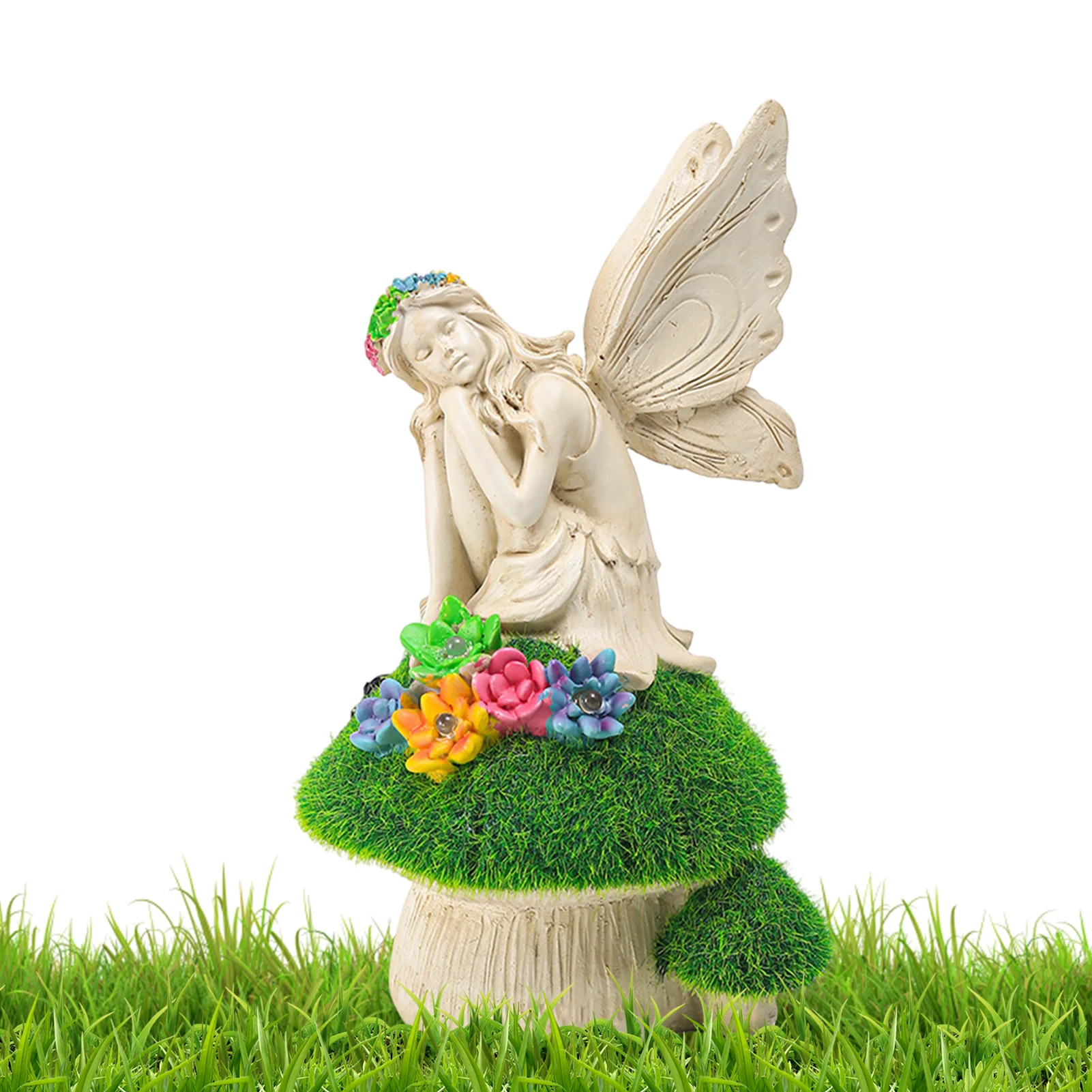 

Solar Powered Resin Sculpture Decorative Outdoor Figurine Creative Wings Angel Garden Statue Resin Sculpture LED Garden Angel