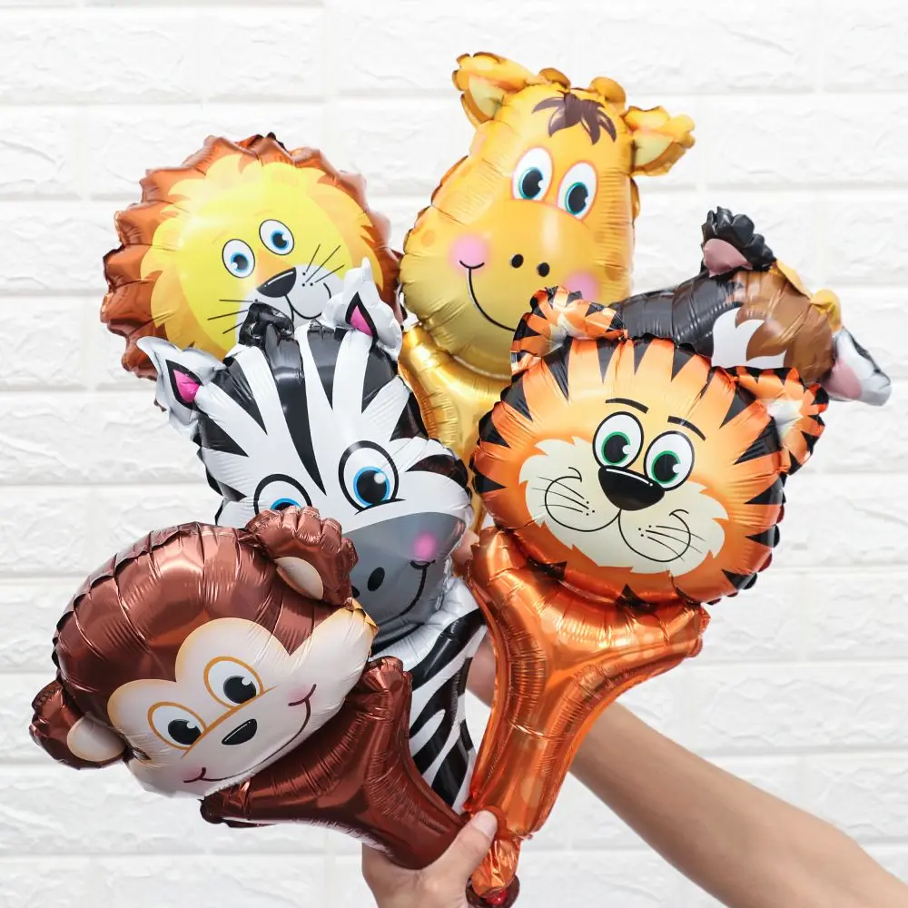 Baby Shower Zoo Theme  Tiger Lion Monkey Giraffe Cow Safari Jungle Animal Head Kids Inflatable Toys Foil Balloon