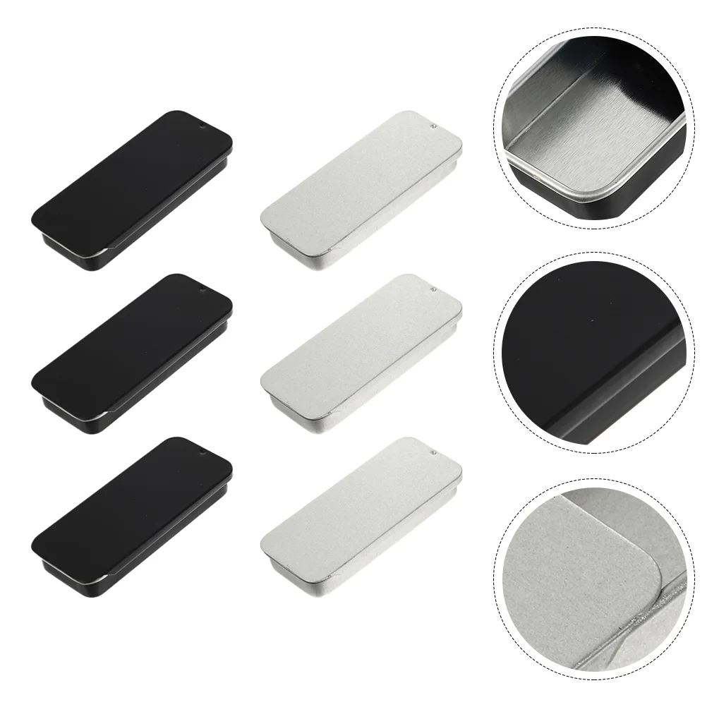 

Tin Metal Box Storage Candy Tins Boxes Lid Organizer Rectangular Hinged Withslide Containers Small Container Cans Pantry Case