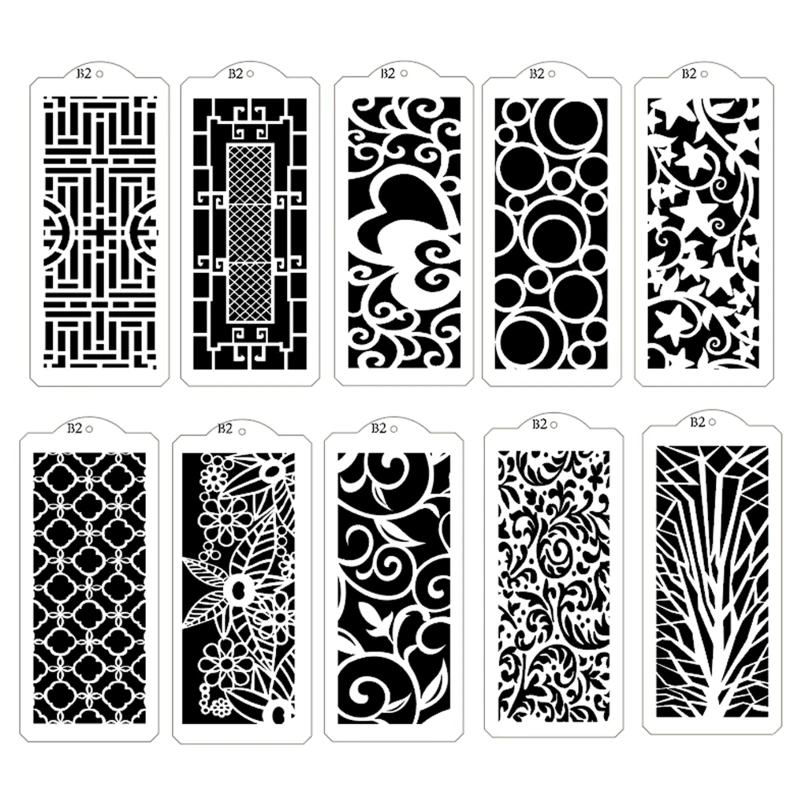 

Painting Stencils 10 Sheets/set Flowers Stars Drawing Templates Supplies for DIY Painting Art Projects School Gift Giving L21A