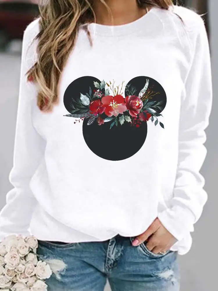

Women Fashion Pullovers 90s Love Holiday Cartoon Autumn Spring Print Flower Hoodies Casual Lady Female Graphic Sweatshirt