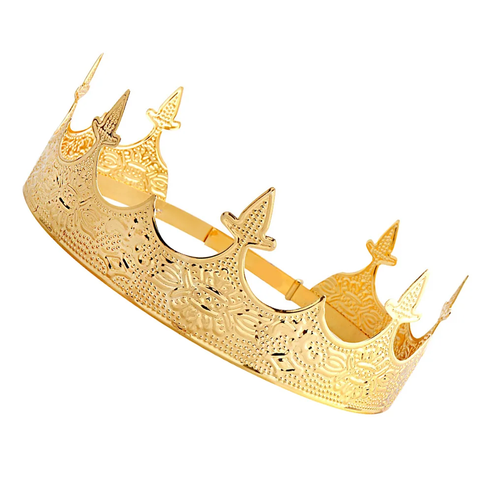 

Vintage Men King Crowns for Men Mens Full Kings Golden King for Theater Prom Party Costume Accessories