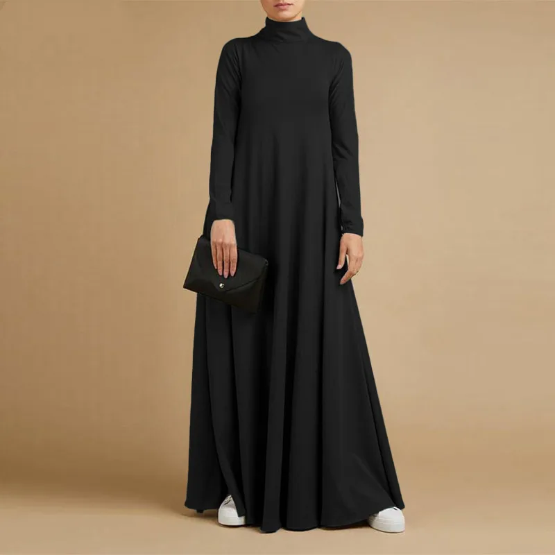 

Dresses for women Turtleneck solid Long dress Vintage dress caftan marocain femme musilim dubai abaya turkey new design 2022