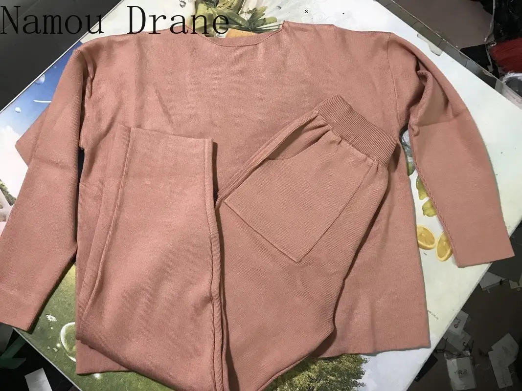 Женский вязаный комплект из 2 предметов топ и брюки