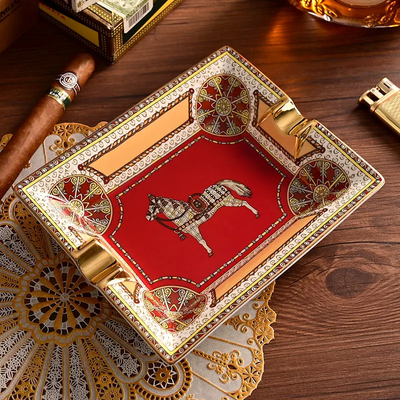 

Original Ashtray Bone China Cigar Holder Living Room Decoration Tray Gift For Boyfriend Desk Accessories Vintage Cigar Ashtray
