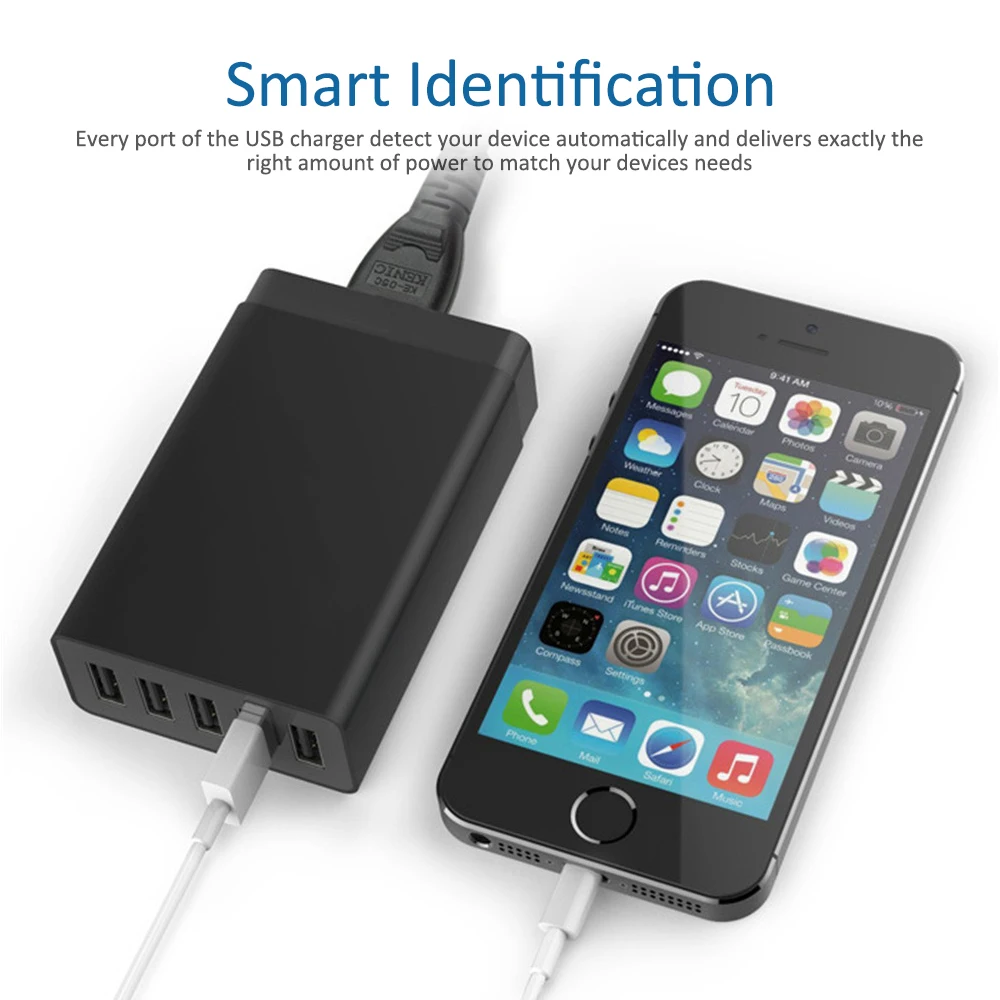 iLEPO 40W 5 Port Multi USB Charger For IPhone Samsung Mobile Cell Phone Smart Charge Device Docking Station Universal Adapter