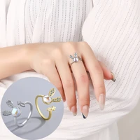 vintage adjustable bunny moonstone ring with rhinestones womens copper korean style rings woman women jewelry love weeding gift