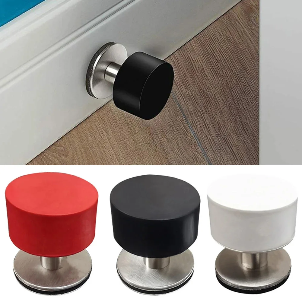 

Stainless Steel Punch-free Door Stopper Silent Sticker Holders Self Adhesive Wall Protectors Floor Mounted Nail-free Door Stop