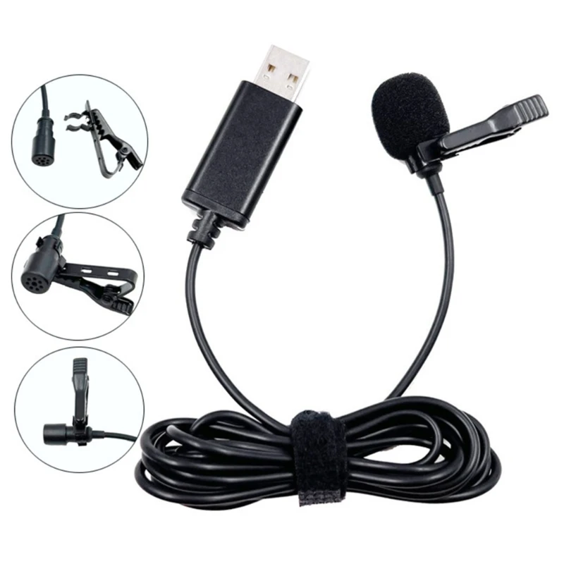 

USB 2.0 Mini Lavalier Lapel Buttonhole Mini Microphone For Camera Phone Laptop Dropship