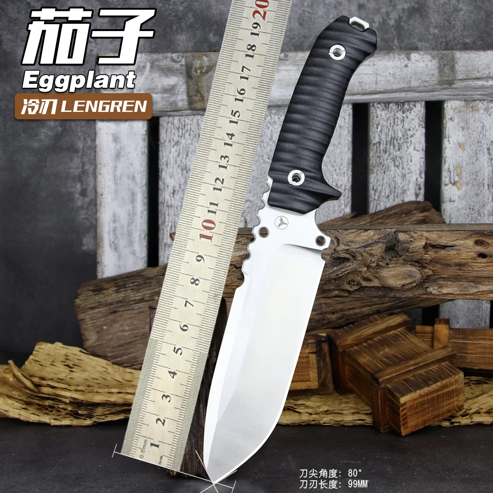 Фото LENGREN Баклажаны Full Tang Heavy Drop Point с фиксированным лезвием DC53, стальной многофункциональный острый тактический нож для кемпинга, охоты №1