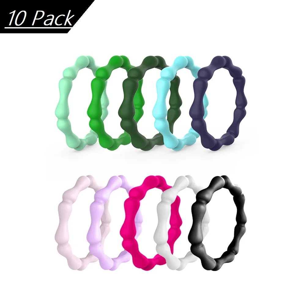 Набор силиконовых колец GEEDYN с бамбуковым сечением для женщин 10 цветов тонкая