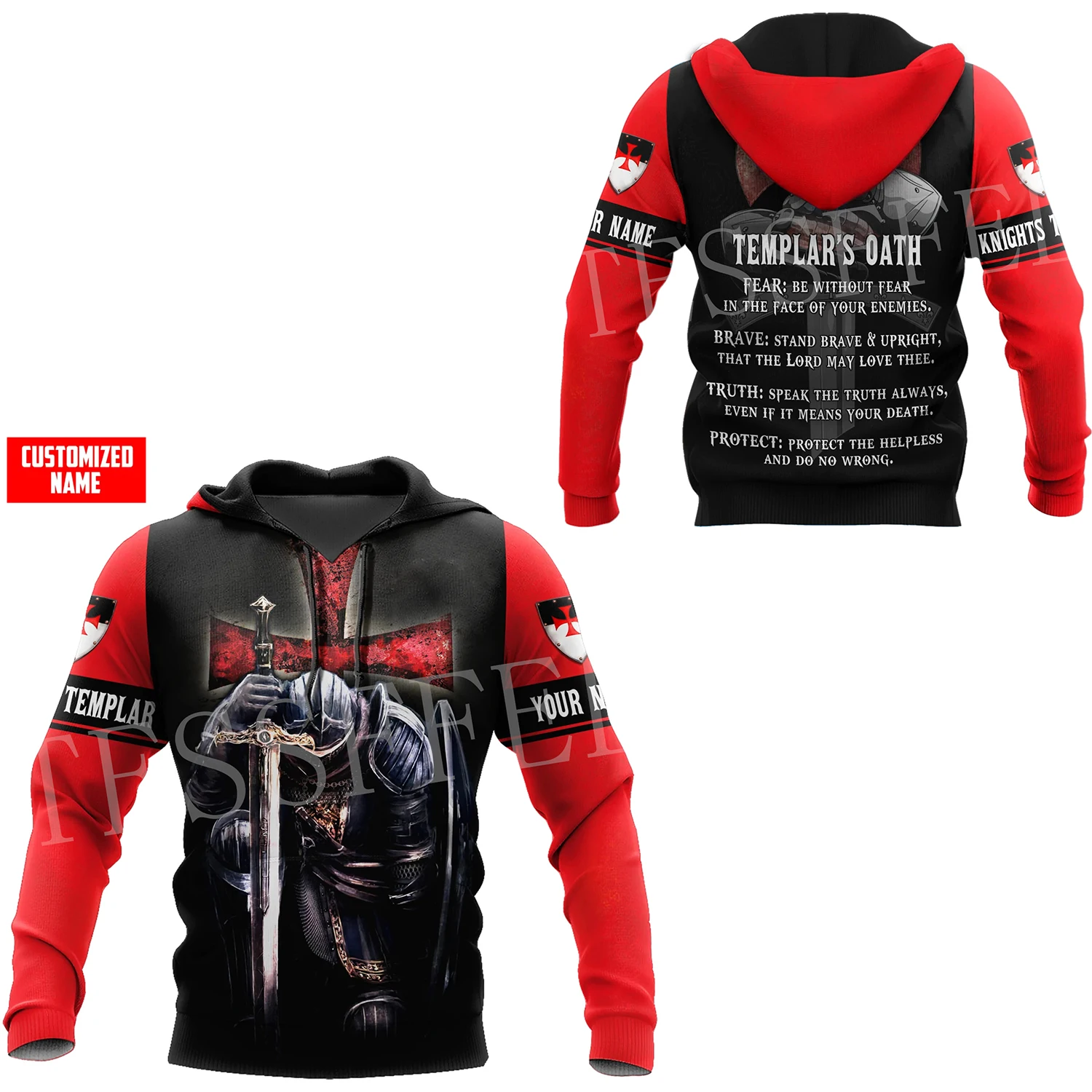 

Custom Name Knight Templar Tattoo Armor Jesus God Guard Cavalier 3DPrint Harajuku Tracksuit Streetwear Casual Jacket Hoodies X16