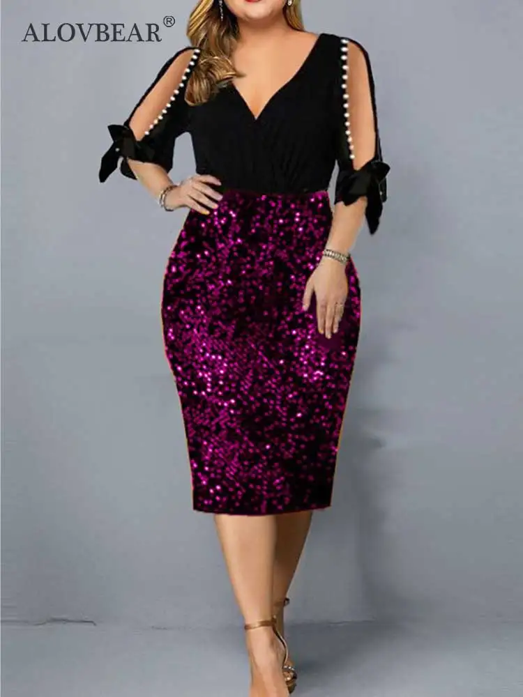 Women Plus Size Dresses Midi Loose Dress M-5XL Lady Evening  Sexy Elegant Dress Female Clothing 2022 Summer Autumn