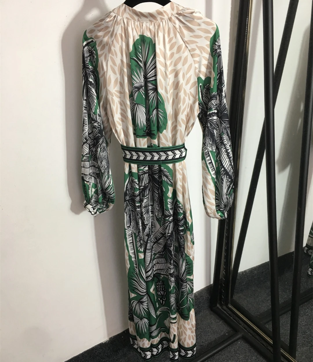 

Women's Coconut Tree Print Dresses High Quality Luxury Brand Elegant Dresses Famous International Brand Designer Casual Dress