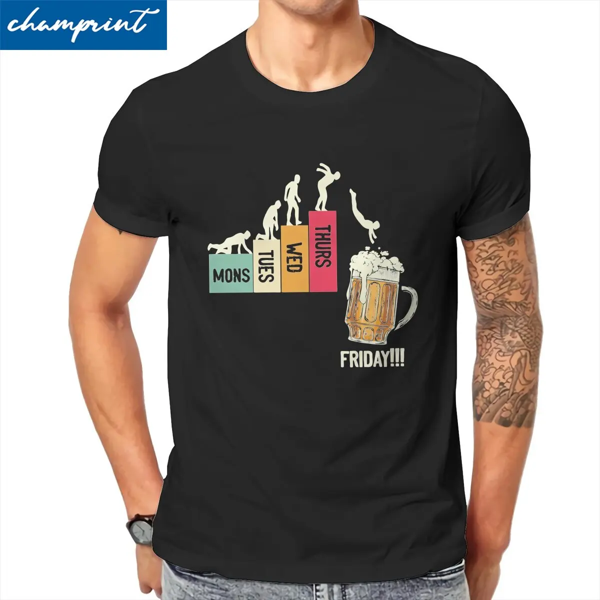 

Friday Beer T-Shirts for Men Mon Tues Wed Thurs Funny 100% Cotton Tee Shirt Crewneck Short Sleeve T Shirt Plus Size Clothes