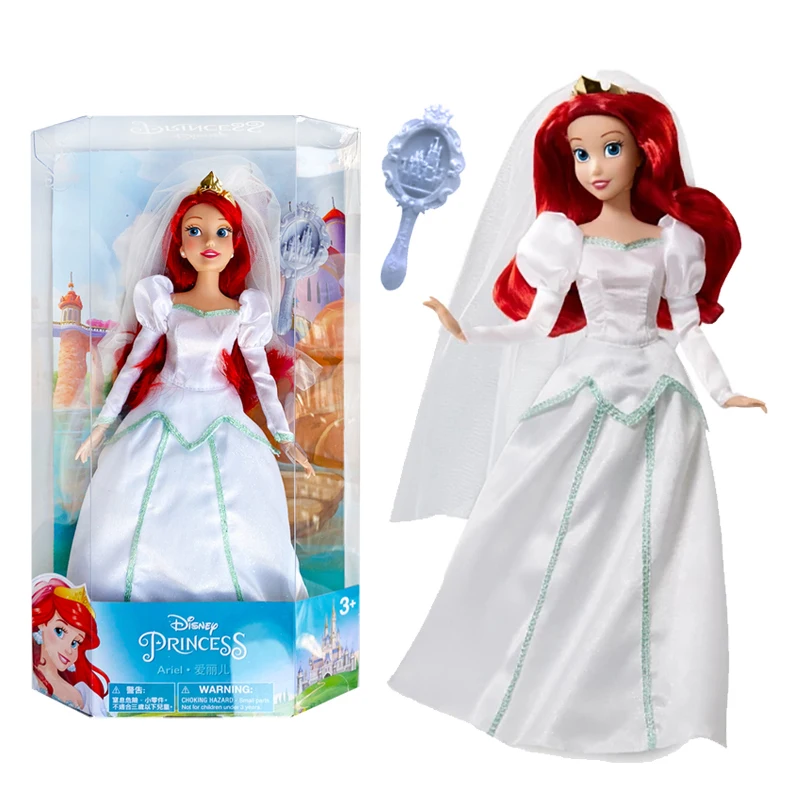

Original Disney Store Wedding dress Mermaid Ariel Princess Joint Vinyl Doll Figure Play House toys For children Xmas girl gift